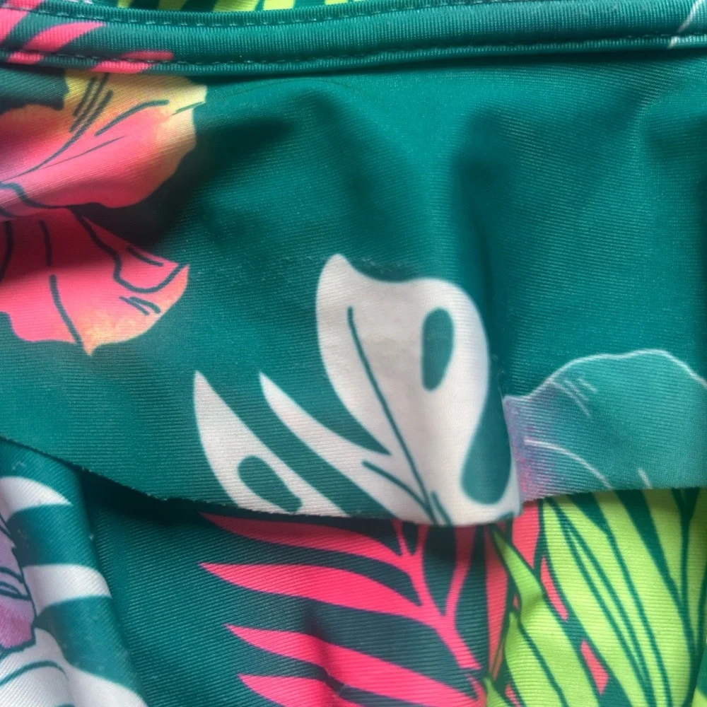 Justice Teal and Pink Floral Kids Bikini